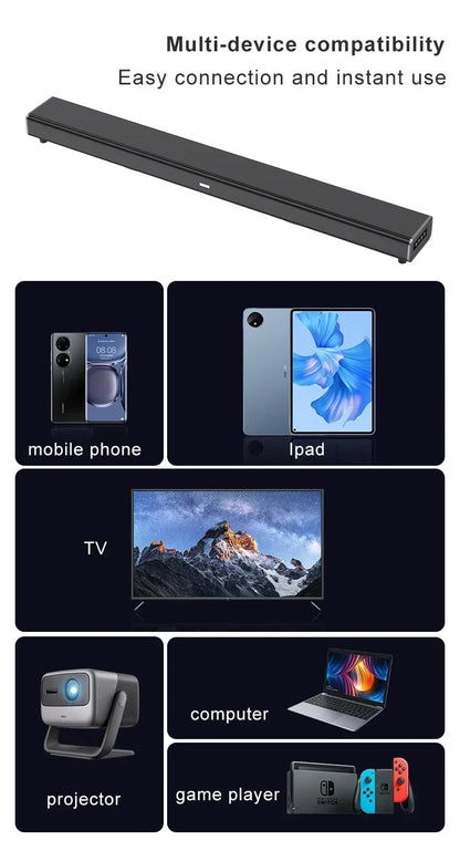 Barre de son 9D avec caisson de basses, Bluetooth & HDMI