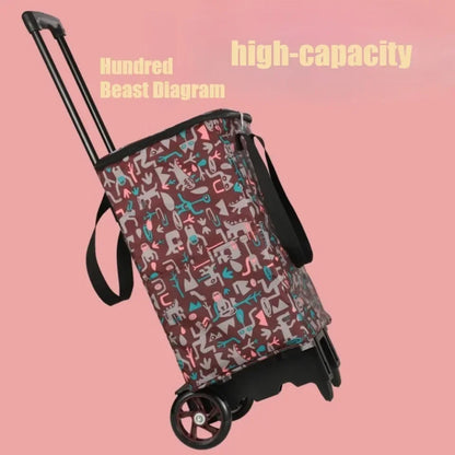 Chariot de courses pliant léger, étanche et grande capacité