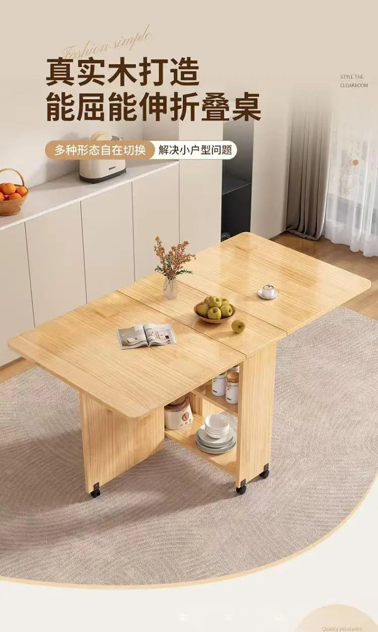 Table à Manger Pliante en Bois Massif - Table Rectangulaire Multifonction