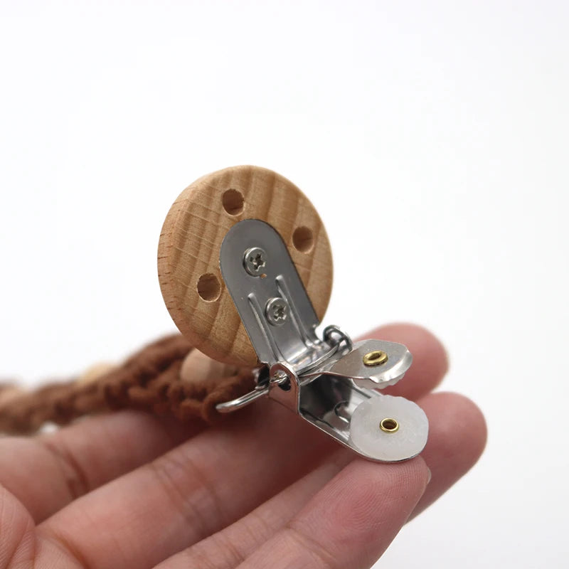 Porte-tétine en macramé et chanvre pour bébé - Tétine en coton artisanale