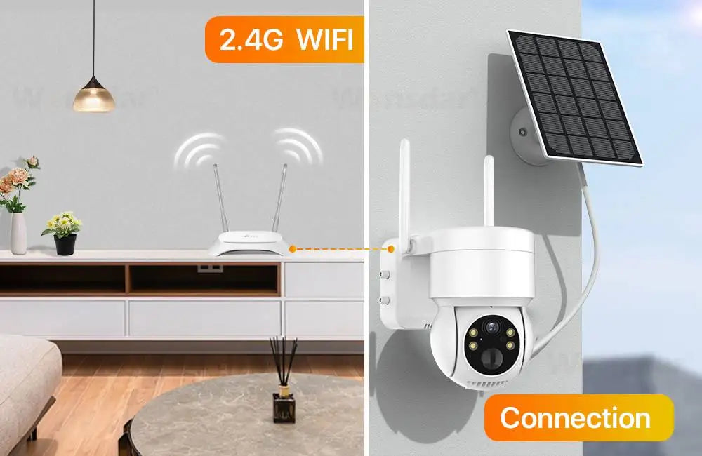 Caméra IP Solaire PTZ 4MP WiFi - Zoom 6X, Surveillance Extérieure 1080P