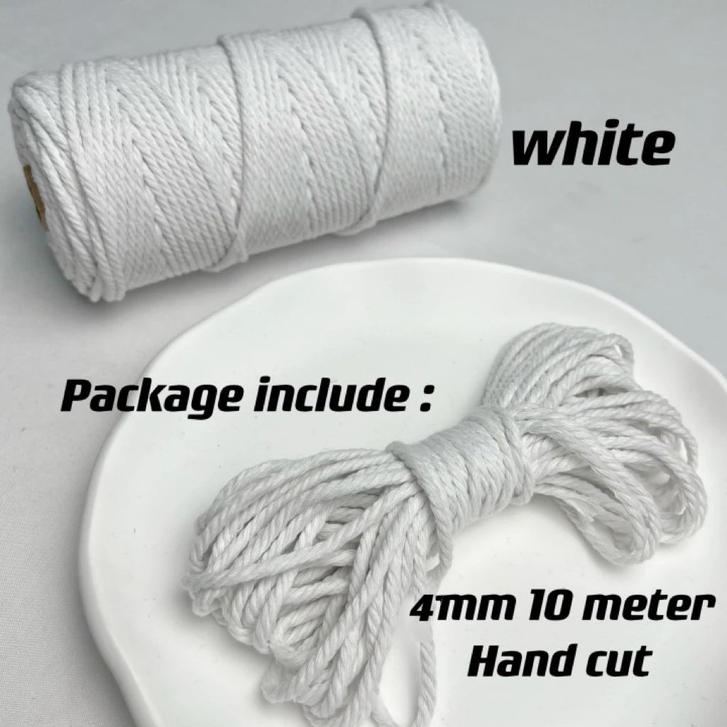 Corde en coton naturel 4mm pour macramé - 10m de créativité DIY