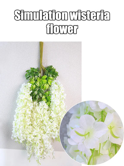 Guirlande de fleurs artificielles de glycine - 12 pièces pour déco mariage