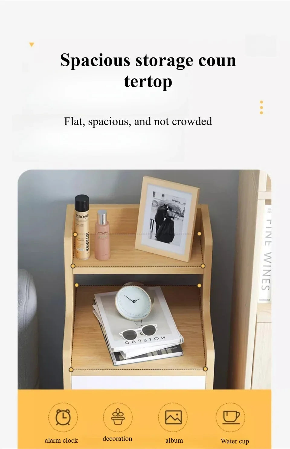 Table de chevet minimaliste avec tiroirs - Rangement moderne étroit