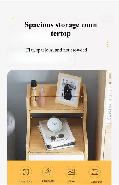 Table de chevet minimaliste avec tiroirs - Rangement moderne étroit