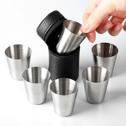 Ensemble de tasses en acier inoxydable pour voyage - 4/6 mini verres à whisky/vin