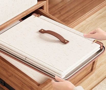 Boîte de rangement en coton et lin pour vêtements et couettes