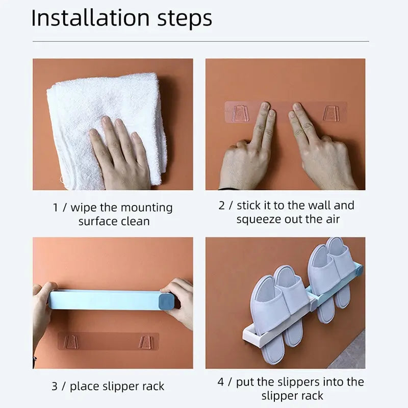 Étagère Murale Salle de Bains - Pantoufle Rack Économie d'Espace