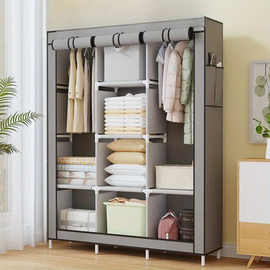 Armoire anti-poussière en tissu - Rangement multicouche pour chambre