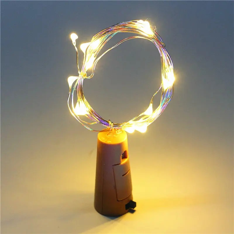 Guirlande LED cuivre pour bouteille de vin - Décoration de Noël 2m