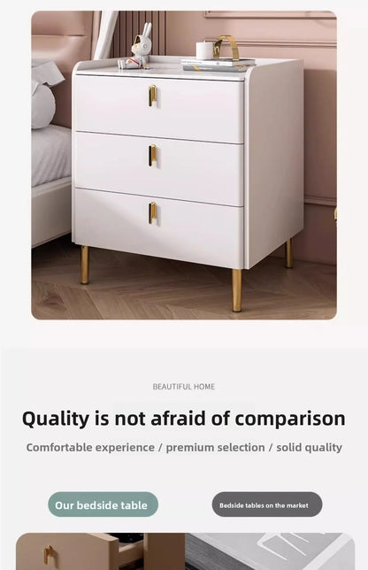 Table de chevet multifonctionnelle avec 3 tiroirs pour chambre