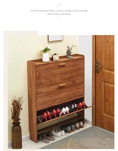 Armoire à chaussures en bois multicouche, gain de place et design pratique