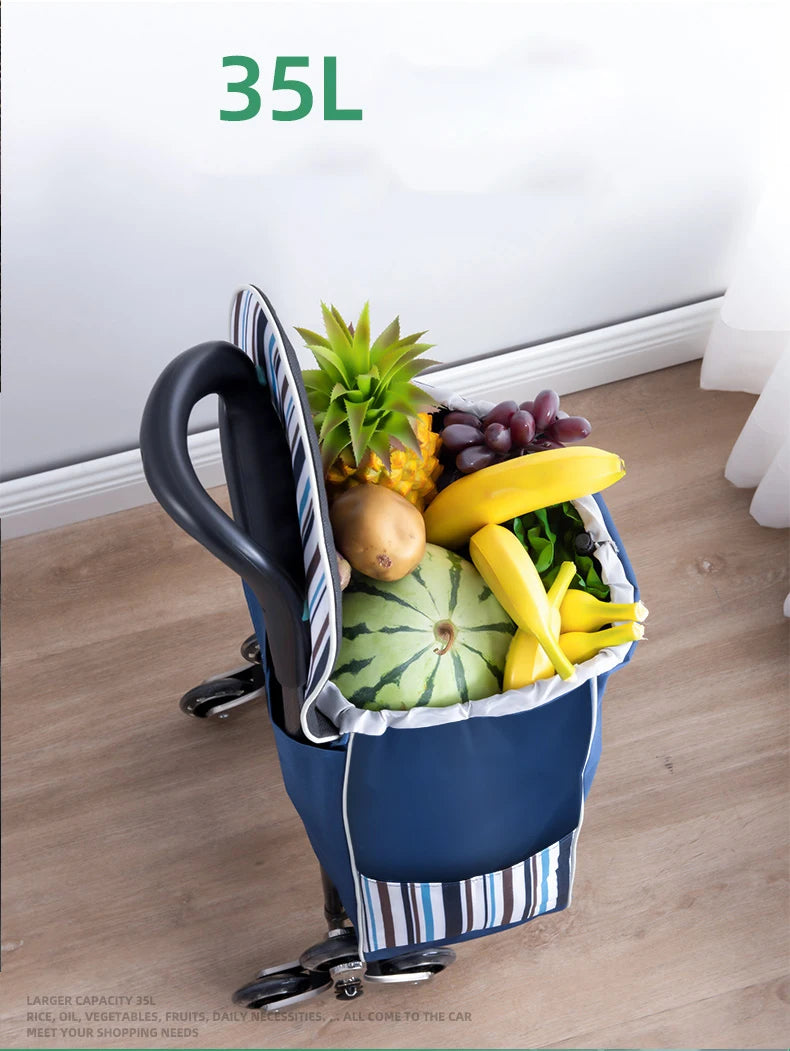 Chariot d'épicerie léger et pliable pour escalier - Idéal voyage